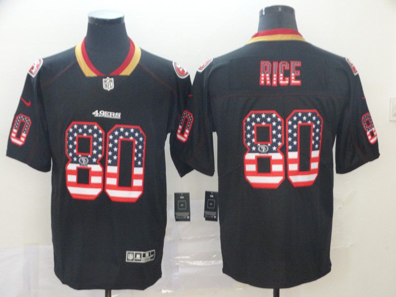 Men San Francisco 49ers #80 Rice Nike USA Flag Fashion Black Color Rush Limited NFL Jerseys->san francisco 49ers->NFL Jersey